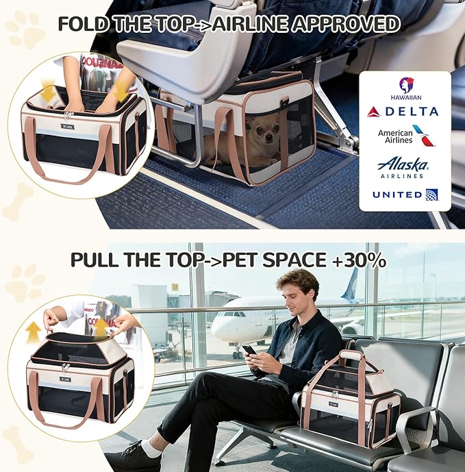 Lekereise Top-Expandable Pet Carrier 17x11x9.5 Inch Alaska Hawaiian Airline - Image 2