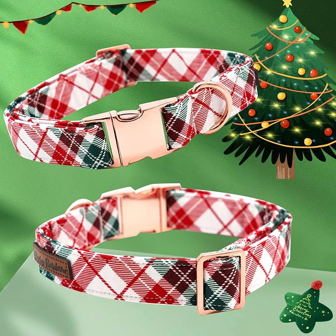 Dog Collar, Christmas Dog Collar Plaid Pet Collar Bow Holiday Bows Girl Boy - Image 4