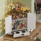 PakaLife Farmhouse Dog Food Storage Corner Cabinet, Dog Feeding Station - Image 3