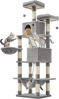 Feandrea Cat Tree, 81.1-Inch Large Cat Tower, 2 Perches, 2 Caves, Light Gray by FeandreabySONGMICSHOME