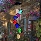 Paw Print Solar Wind Chimes for Outside, Color Changing Paw Prints Wind Chimes by TSIPEKLO