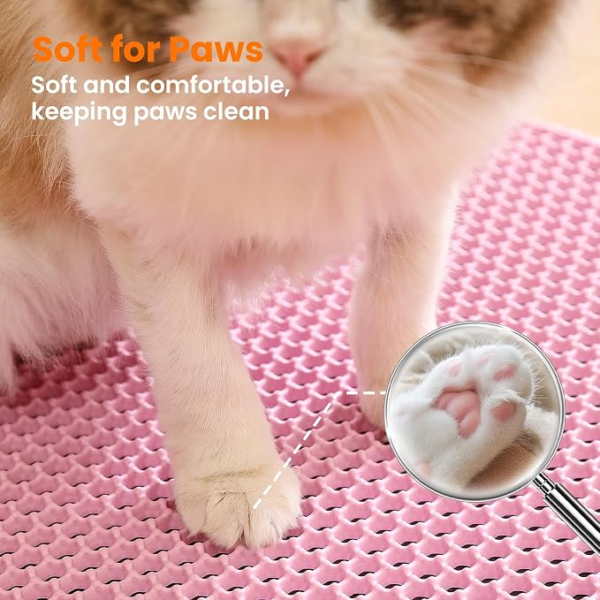 Cat Litter Mat, 24x18 Inches Large Double Layer Honeycomb Cat Litter Trapping - Image 7