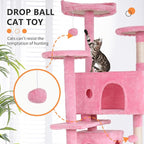 BestPet | 70" Cat Tree Tower | Pink | Sturdy, Hanging Cat Toys, Observation - Image 3