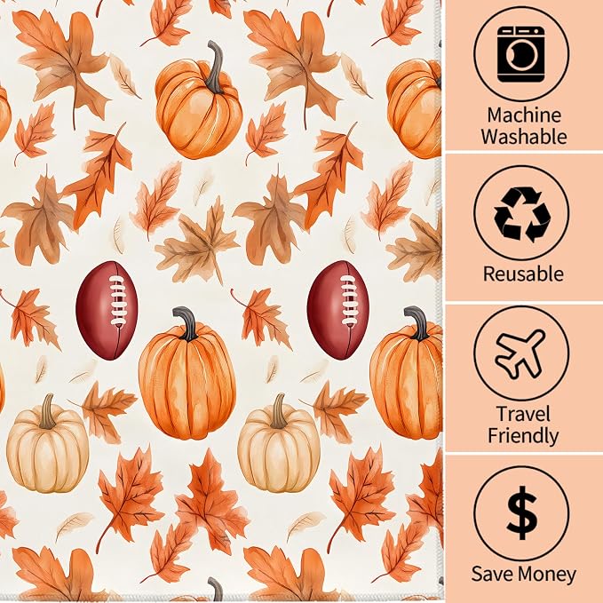 Autumn Pumpkin and Football Hand Towels - Image 3