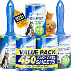 PetLovers Extra Sticky Lint Roller Mega Value Set 450 Sheets by PetLovers