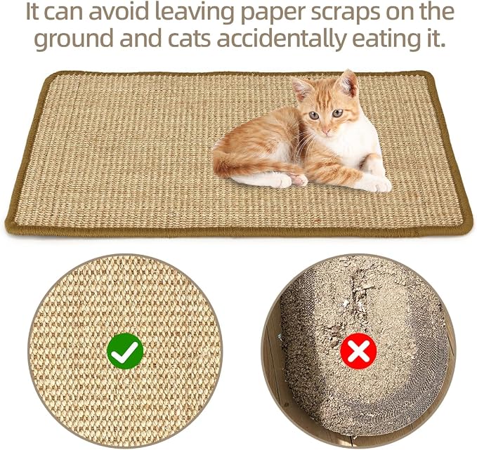Cat Scratcher Mat, 23.6 X 15.7 Inch, Natural Sisal Cat Scratch Mats, Horizontal - Image 5