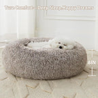 WNPETHOME Calming Dog Bed Cat Bed Donut, Faux Fur Pet Bed Self-Warming Donut - Image 3