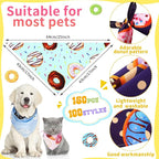 100 Pcs Donut Dog Bandanas Bulk Pet Bibs Colorful Triangle Scarf Donut Pet - Image 2
