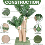 40'' Tall Cat Scratching Post Cat Tree, 3 Curved Design Palm Tree Cat - Image 2