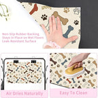 Dog Feeding Mat 20 x 12 Inch, Neutral Paw Bone Woof Dog Placemat Absorbent - Image 3