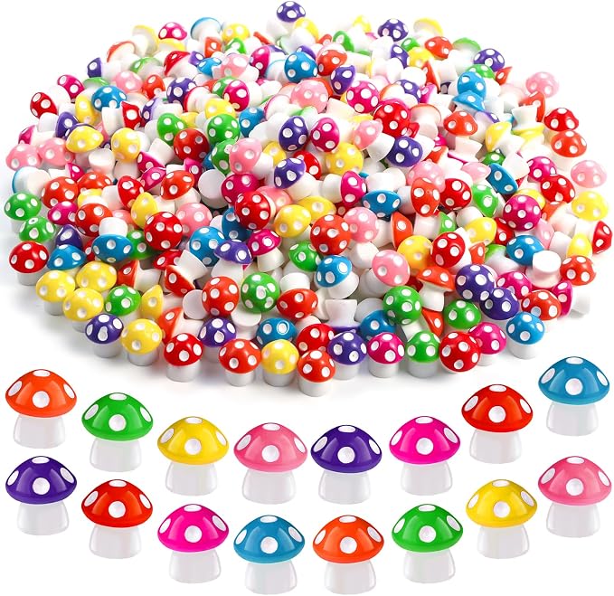 DIYDEC 100pcs Mini Resin Mushroom 8 Colors Small Mushrooms Figures Tiny Resin by DIYDEC