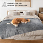 Waterproof Dog Blankets Dark Grey Pet Blanket 60"x80", Soft Fluffy Sofa Car Bed - Image 6