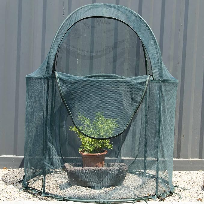 Round 4'x4' Large Plant Mesh Cover 4.9FT Tall Crop Netting Cage Pest Guard Cover - Image 9