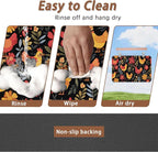 Chicken Rooster Hen Flower Meadow Dog Cat Food Mat, Absorbent Pet Feeding Mat - Image 4