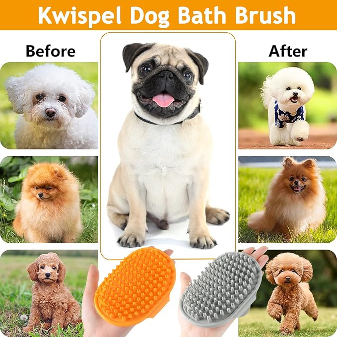 Dog Grooming Brush, Pet Shampoo Bath Brush Shedding Soothing Massage Rubber Comb - Image 6