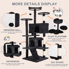 Heavy Duty Cat Tree Tower, Cat Condo, Hanging Ball, Dark Grey - Image 4