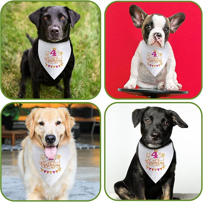 It's My 4th Birthday Dog Bandana Happy 4th Birthday Pet Triangle Scarf - Image 4