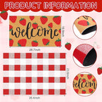Tinideya 2 Pcs Strawberry Door Mat Fruit Pattern Design Welcome Non Slip Coir - Image 2