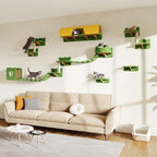16-in-1 Cat Wall Shelves, Wall Mounted Cats Furniture Set w/Plush Fabric by Homiflex