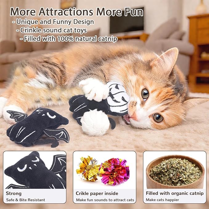 Retro Shaw Cat Toys 4Pcs, Catnip Toys - Image 2