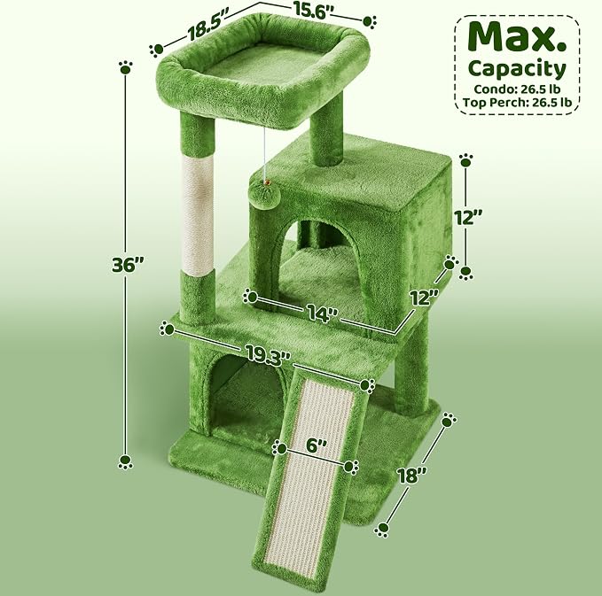 Yaheetech 36in Cat Tree for Indoor Cats, Cat Tower Cat Condo w/Extra Large Perch - Image 7