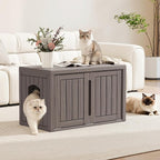Cat Litter Box Enclosure, Indoor Outdoor Cat House Weatherproof, Side Table - Image 8