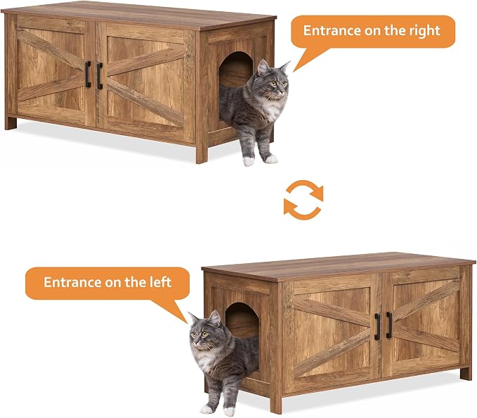 Homhedy 39.4" L Cat Litter Box Enclosure, Pet House - Image 4