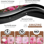 Rose Pink Dog Cat Food Mat, Butterfly Absorbent Pet Feeding Mat - Image 3