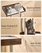 FourFurPets 43.7" Cat Tree, Modern Cat Tree Tower, Cat Tower - Image 8