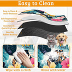 Tropical Palm Dog Food Mat, Exotic Leaves Floral Absorbent Pet Feeding Mat - Image 5