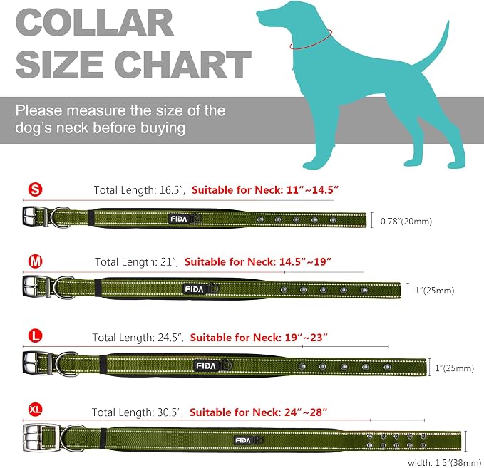 Fida Heavy Duty Dog Collar, Ultra Comfortable Soft Neoprene Padded, Adjustable - Image 6