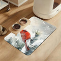 Cardinal Bird Dog Food Mat–Chirstmas Snow Absorbent Quick Dry Feeding Placemat by LUTASER