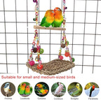 Bird Swing Toys with Wood Perch, Seagrass Woven Parrot Platform Bird Climbing - Image 3