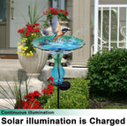Blue Peacock Ground Stake Solar Bird Feeder - Image 3