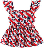 Toddler Baby Girls Summer Clothes Outfits Ruffled Sleeve Dinosaur Shirt Leopard - Image 2