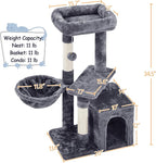 Topeakmart Cat Tree Cat Tower for Indoor Cats, 34.5in Cute Cat Tree Activity - Image 7