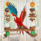 3-in-1 Parrot Toys Natural Coconut Fiber Parrot Hammock Natural Bird Perches - Image 6