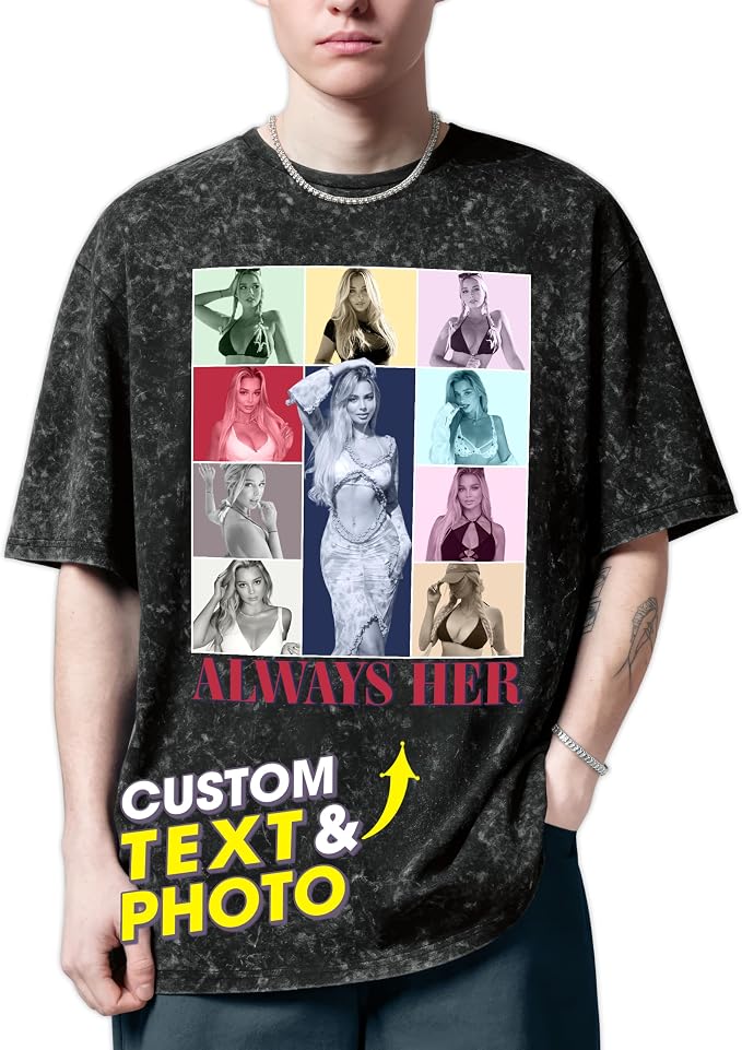H-DEWALL Custom T Shirts Mineral Wash Tshirt Bootleg Rap Tee Customized Gifts by H-DEWALL