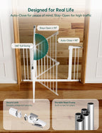 Babelio 36" Tall Baby Gate, PressGuard P7, 29-55" Auto Close Pressure Mounted - Image 5