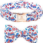 Lionheart glory American Flag Dog Collar, 4 of July Dog Bow Collar Heavy Duty by LionheartGlory