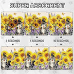 Dog Food Mat for Pet Cat Food Mat, Sunflower Absorbent Quick Dry Dog Bowl Mats - Image 4