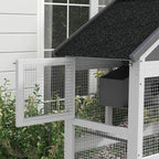 PawHut Wooden Bird Aviary, Three Doors, Perches - Image 8