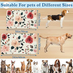 Pink Flower Leaf Pet Feeding Mat–Christmas Stocking Quick Dry Absorbent Dog Cat - Image 2