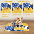 Blue Yellow Flowers Pet Feeding Mat, Quick Dry Absorbent Water Bowl Mat - Image 5