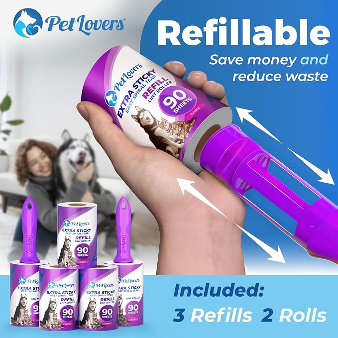 PetLovers Extra Sticky Lint Roller Mega Value Set 450 Sheets - Image 6