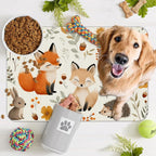 Fox Hedgehog Rabbit Forest Dog Cat Food Mat, Absorbent Pet Feeding Mat - Image 7