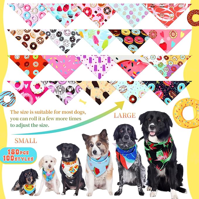 150 Pcs Donut Dog Bandanas Bulk Pet Bibs Colorful Triangle Scarf Donut Pet - Image 3