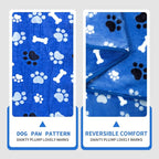Dog Blanket Paw Bone Pattern 1 Pack 1 Super Soft Warm Flannel Sofa Cover Car - Image 4