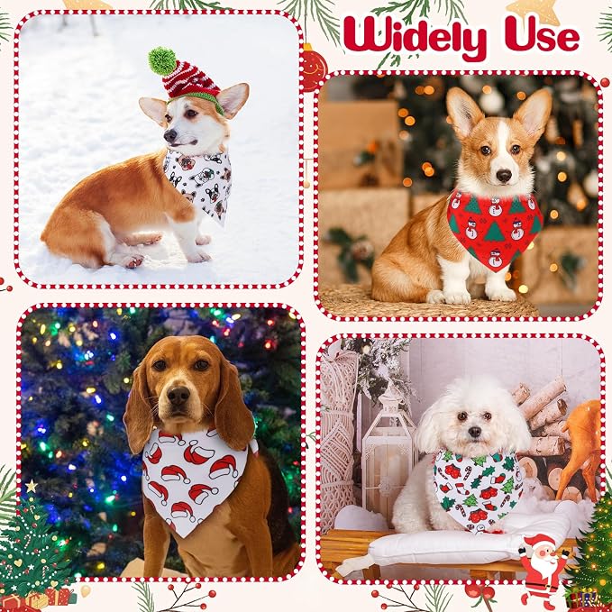 Aliceset 180 Pcs Christmas Dog Bandanas Bulk Christmas Bandanas - Image 6