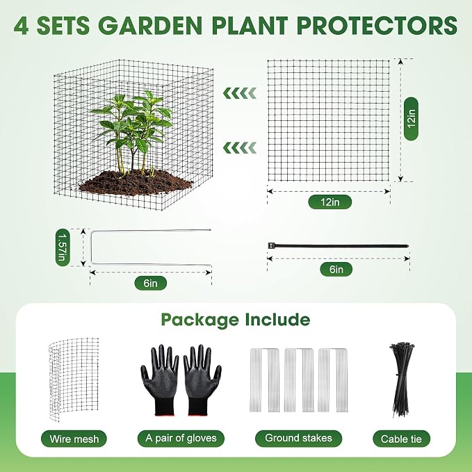 30Pcs Plant Protector from Animals, 10 Pack 12'' x 12'' Wire Plant Protectors - Image 2